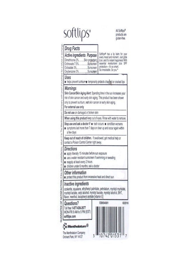 SoftLips Lip Protectant Sunscreen SPF 20, Cherry, Gluten-Free Twin Pack 0.07 oz Each (Pack of 2) - Image 3
